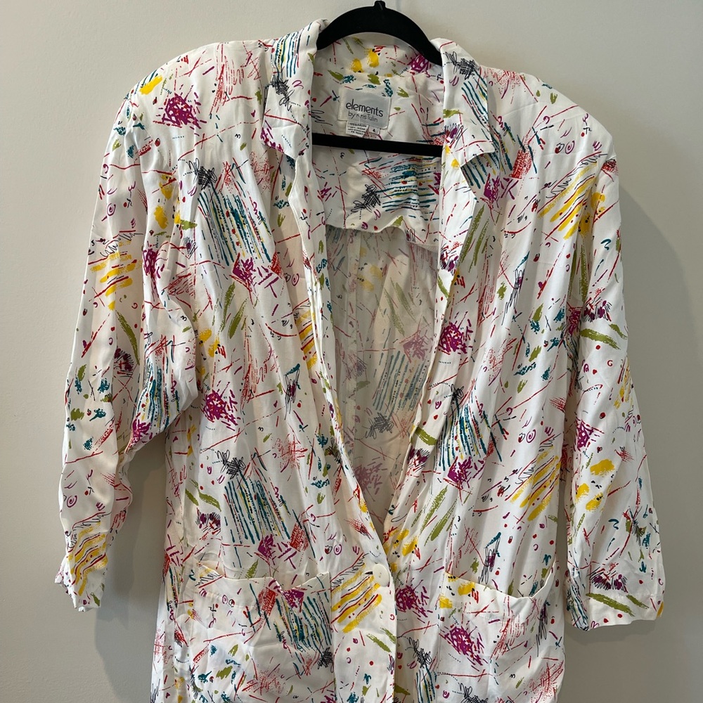 Vintage Elements Geometric Lightweight Blazer - image 1